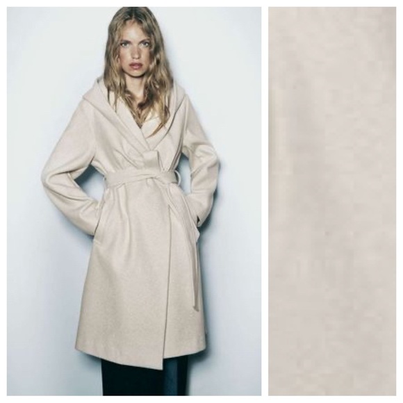 Zara Jackets & Blazers - NWOT. Zara Cream Hooded Coat. Size L